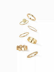 7PCS RHINESTONE & TEXTURED RING SET