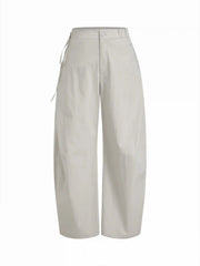 Cotton-blend Low Rise Tie Side Barrel-leg Trousers