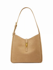 LOCKING BUCKLE DECOR FAUX SUEDE TOTE BAG