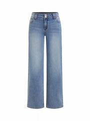 Washed Denim Low Rise Straight Leg Jeans
