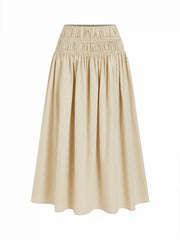 Cotton-blend Mid Rise Flared Midi Skirt