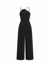 Asymmetrical Neck Glitter Rhinestone Straps Jumpsuit