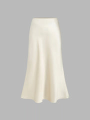 Satin Solid Ruffle Maxi Skirt