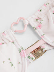 Floral Sweetheart Underwire Bikini Set With Heart Ring Detail