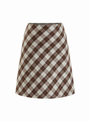 Wool-blend Mid Rise Plaid A-line Mini Skirt