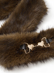 HEART BUCKLE FUZZY SCARF