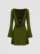Boat Neck Solid Backless Mini Dress