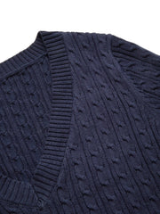 Cable Knit V-neck Long Sleeve Top