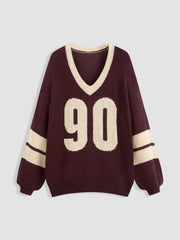 Knit V-neck 90 Contrasting Binding Sweater