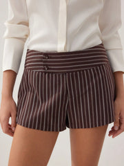 Mid Rise Stripe Wrap Shorts