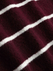 Wool-blend V-neck Striped Knitted Long Sleeve Top