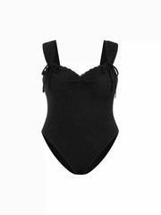 U-NECKLINE LACE FLORAL BOWKNOT BODYSUIT Curve & Plus
