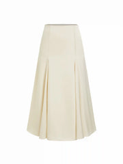 Satin Mid Rise Flared Midi Skirt