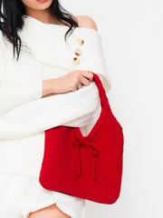 BOWKNOT DECOR KNITTED HANDBAG