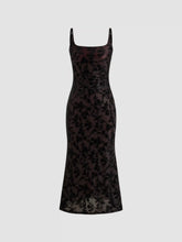 Square Neck Floral Ruched Maxi Dress