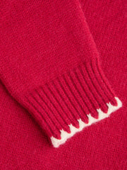 Knit Round Neck Contrasting Binding Oversized Long Sleeve Sweater