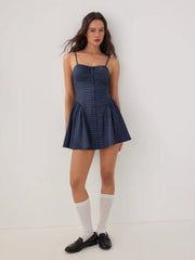 Sweetheart Neck Striped High Rise A-line Mini Dress