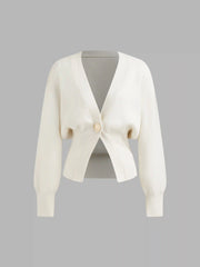 Knit V-neck Metallic Button Cardigan
