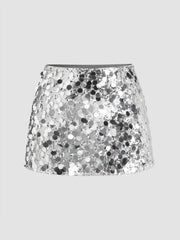 Sequin Mid Waist Mini Skirt Curve & Plus