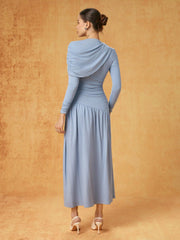 Long Sleeve Asymmetrical Ruched Maxi Dress