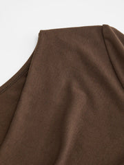 Cowl Neck Long Sleeve Asymmetrical Hem Ruched Top