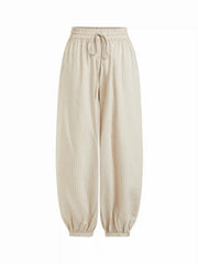 Linen-blend Mid Rise Striped Jogger Trousers