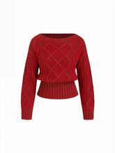 Cable Knit Boat Neck Oversized Top