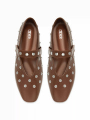 SQUARE TOE STUDDED FLATS