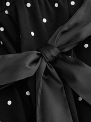 Cotton-blend Polka Dot Satin Bow Belt Cami Top Curve & Plus