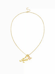 LETTER & HEART ZIRCON PENDANT NECKLACE
