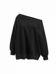 Cotton-blend Terry Round Neckline Long Sleeve Oversized Sweatshirt