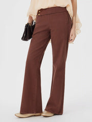 Denim Low Rise Metal Detail Flared Trousers