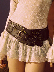 STUDDED DECOR WIDE BUCKLE CORSET BELT