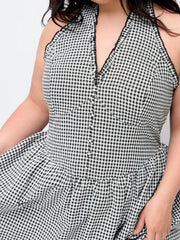 Gingham V-neck Tie Back Midi Dress Curve & Plus