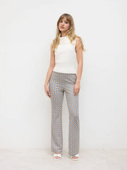 High Rise Retro Geometric Flared Pants