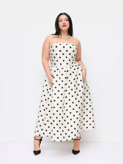 Tube Polka Dot Shirred Maxi Dress Curve & Plus