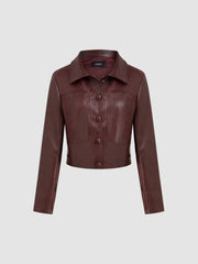 Faux Leather Cropped Jacket