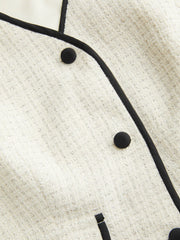 Tweed Button Contrasting Binding Jacket Vest