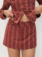 Textured Low Rise Tile A-line Mini Skort
