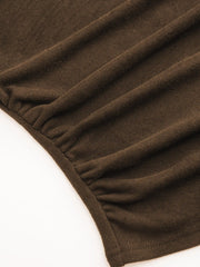 Thermal Cotton-blend High Neck Ruched Long Sleeve Tee