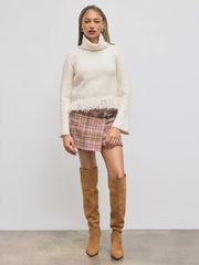 Rabbit Hair Blend High Neck Fringe Sweater
