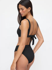 Ribbed Square Neck Knotted Bracelet Cheeky Bikini Set