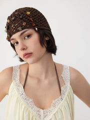 BUTTERFLY & FLOWER DECOR KNITTED HAT