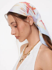 STARFISH & SHELL SQUARE FAUX SILK SCARF