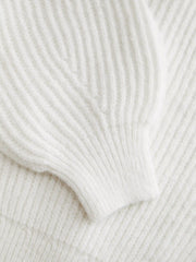 Knit Peter Pan Collar Puff Sleeve Cardigan