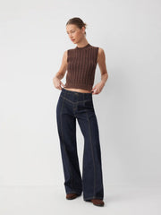 Cider Denim Mid Rise Wide Leg Jeans