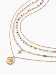 COIN & STAR & BEAD LAYERED NECKLACE