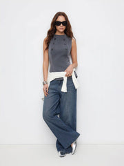 Double-Breasted Peplum Drawstring Top
