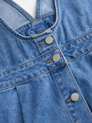 Denim Pinafore Metal Detail Maxi Dress Curve & Plus