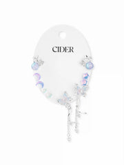 5 PAIRS BUTTERFLY & STAR & MOON STUD EARRINGS SET